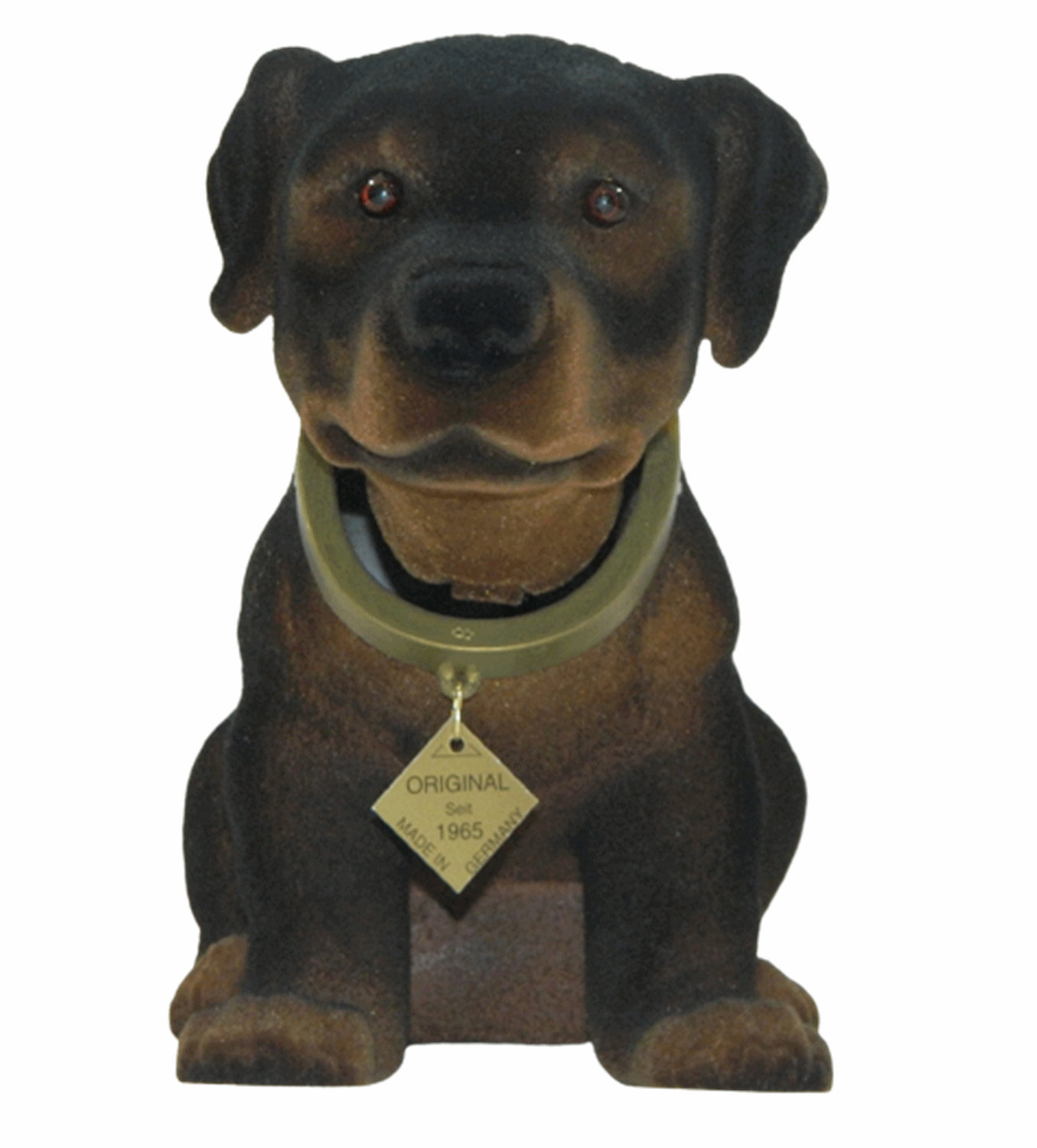 Wackel Figur Hund Rottweiler Wackelfigur H 17 cm braun  groß Dekofigur mit Wackelkopf