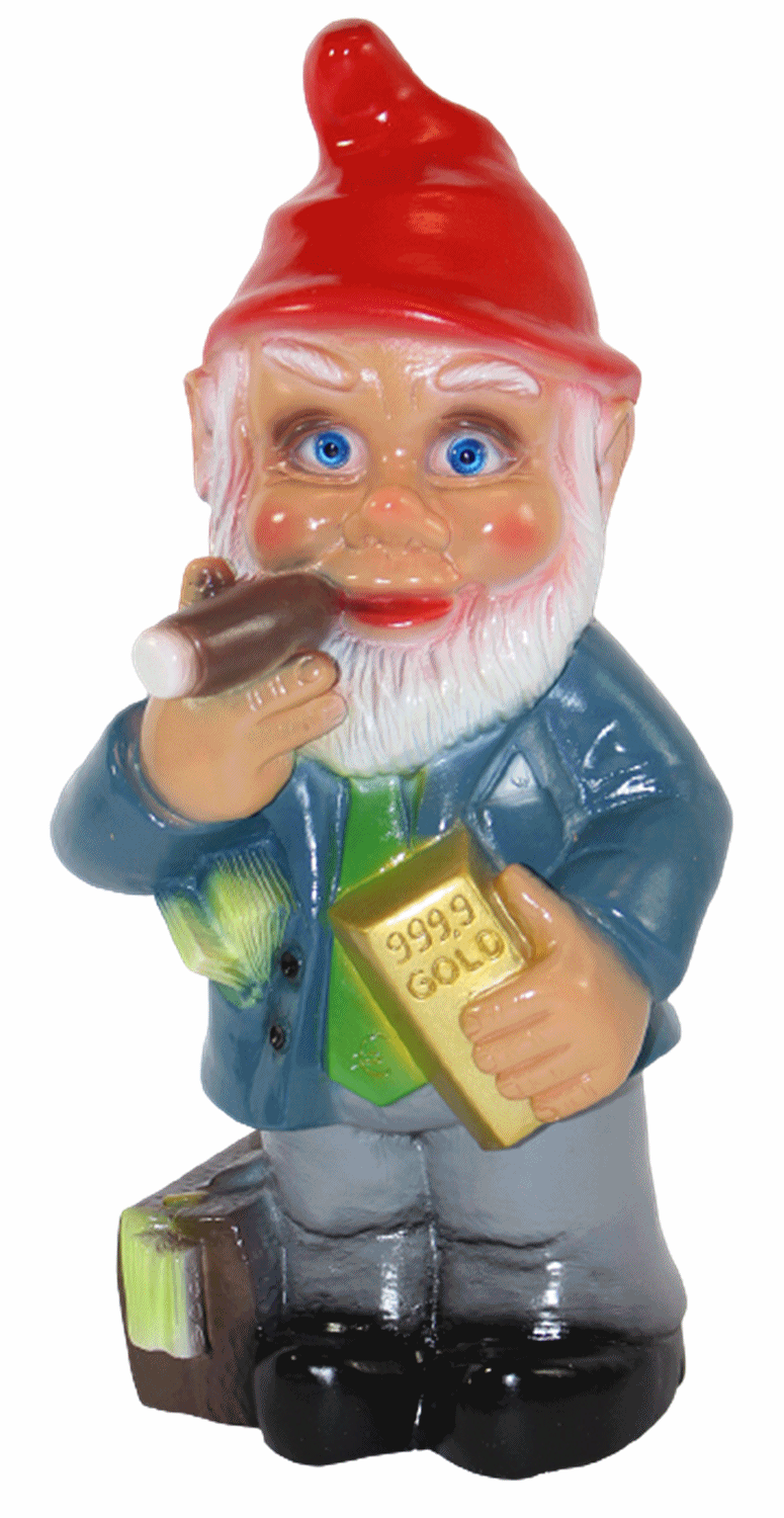 Gartenzwerg Deko Garten Figur Zwerg Manager Geschäftsmann stehend aus Kunststoff H 33 cm
