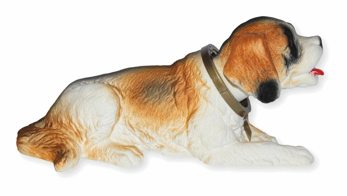 Wackel Figur Hund Bernhardiner Wackelfigur H 14 cm liegend groß Dekofigur mit Wackelkopf
