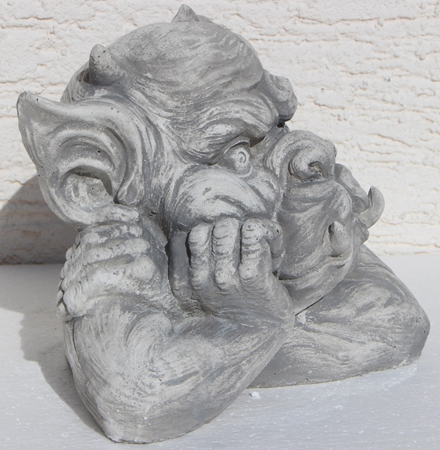 Beton Figur Büste Drache Gargoyle Torwächter H 18 cm Dekofigur und Gartenskulptur