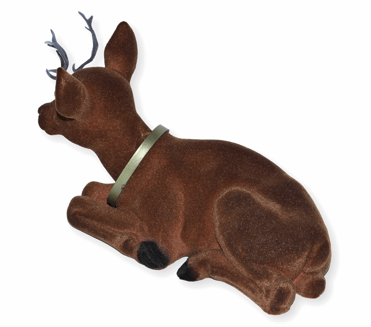 Wackel Figur Hirsch groß Wackeltier liegend H 18 cm mit Wackelkopf Dekofigur aus Kunststoff