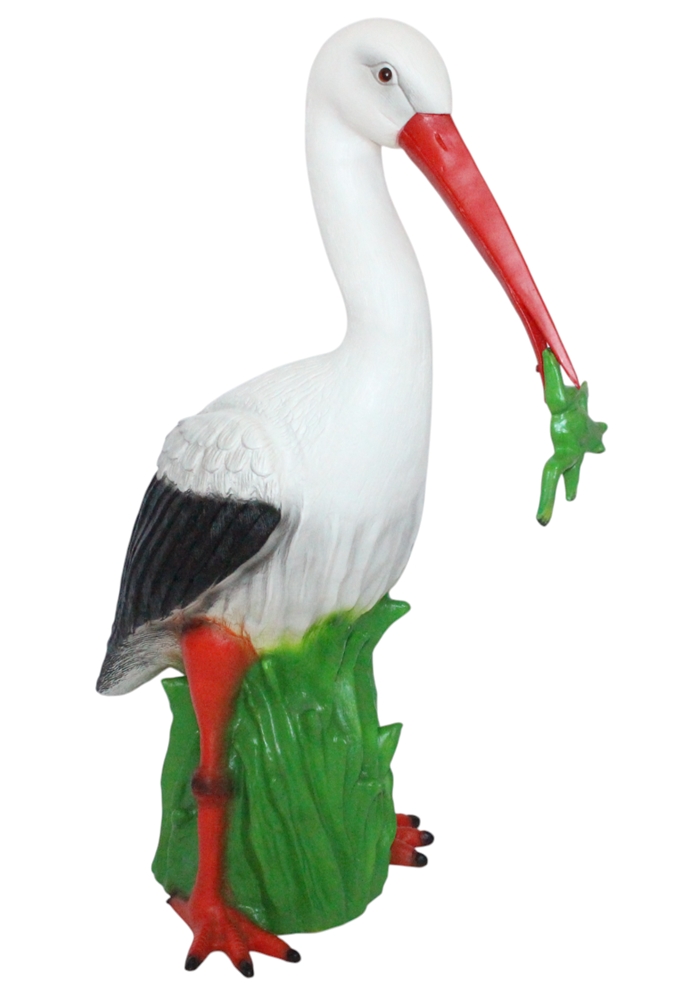 Gartenfigur Storch - Deko Tierfigur aus Kunststoff, wetterfest, für Garten & Teich Höhe 58 cm