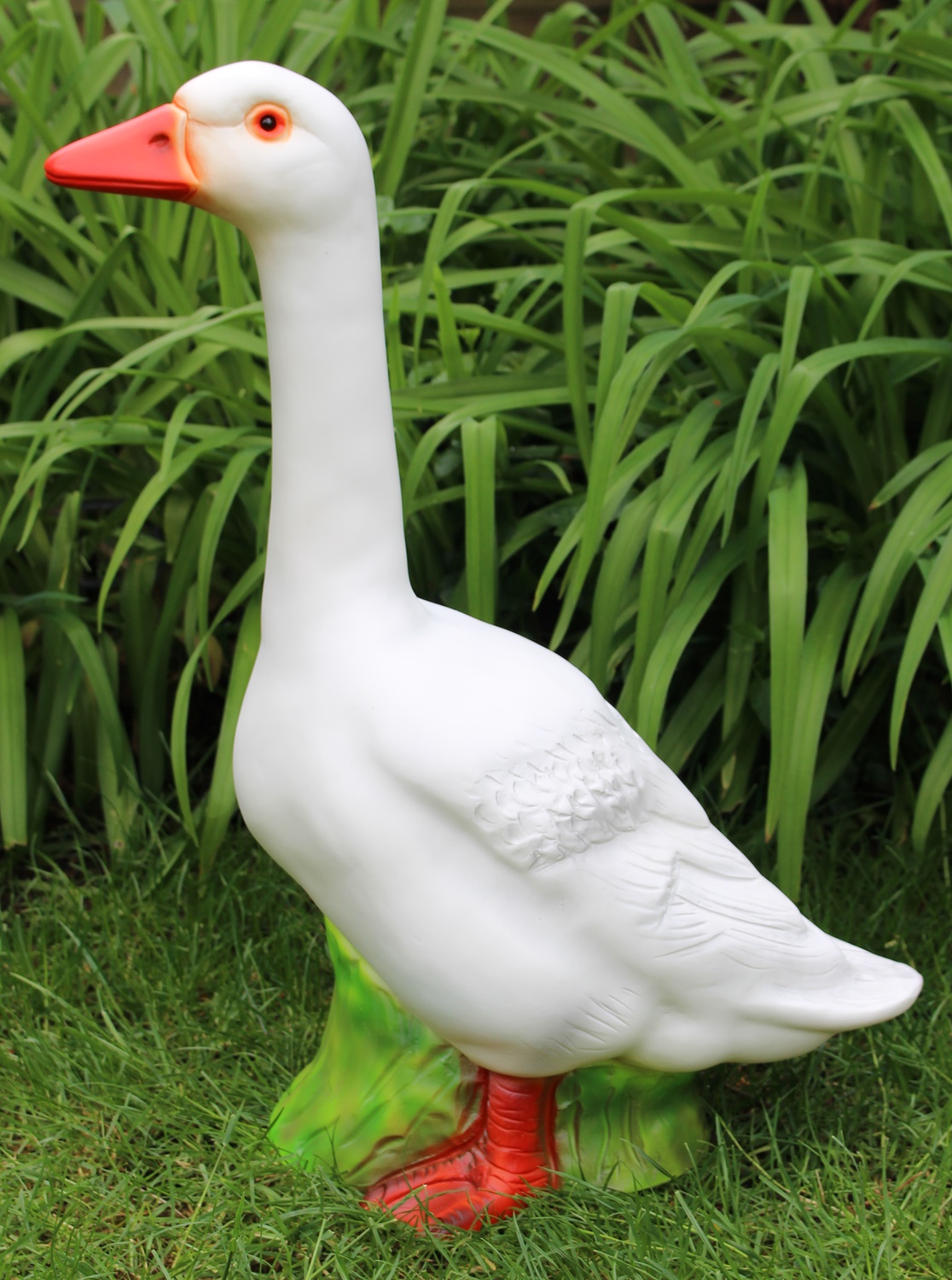 Deko Garten Figur Dekofigur Gartenfigur Tierfigur große weiße Gans stehend aus Kunststoff Höhe 60 cm