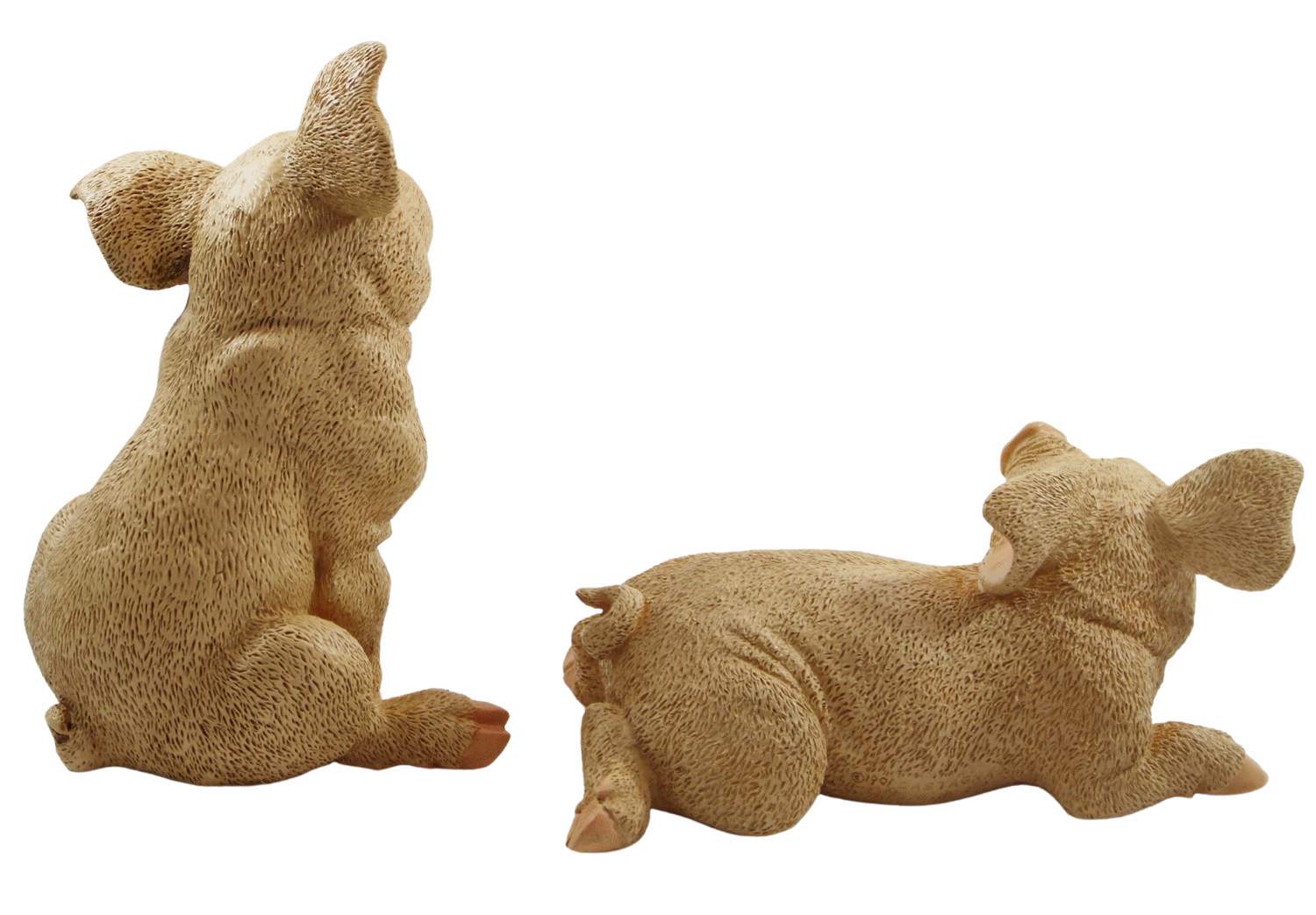 Dekofigur Tierfigur Ferkel Schweinchen 2-er Satz natur Kollektion Castagna aus Resin H 10-22 cm