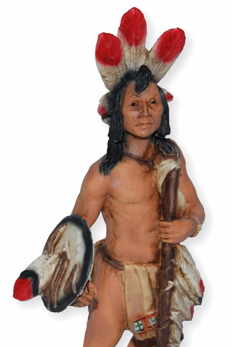 Indianerfigur Indianer Krieger Four Paws Skulptur H 18 cm stehend mit Speer Dekofigur Castagna