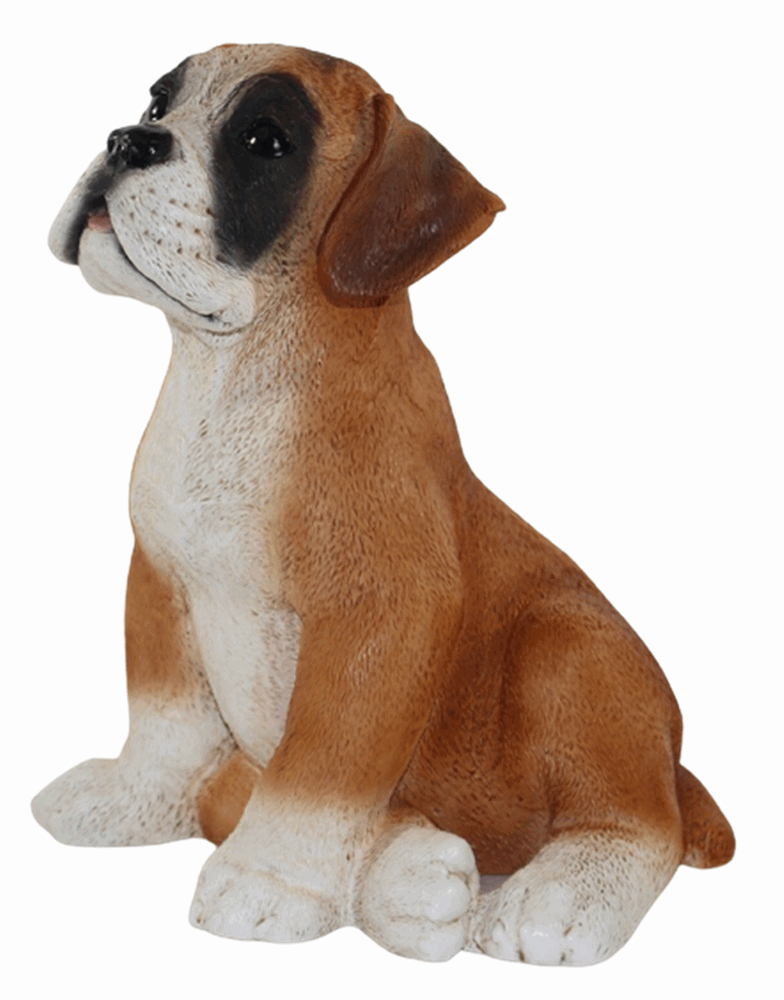 Deko Figur Hund Boxer Welpe Hundefigur sitzend Kollektion Castagna aus Resin Höhe 24 cm