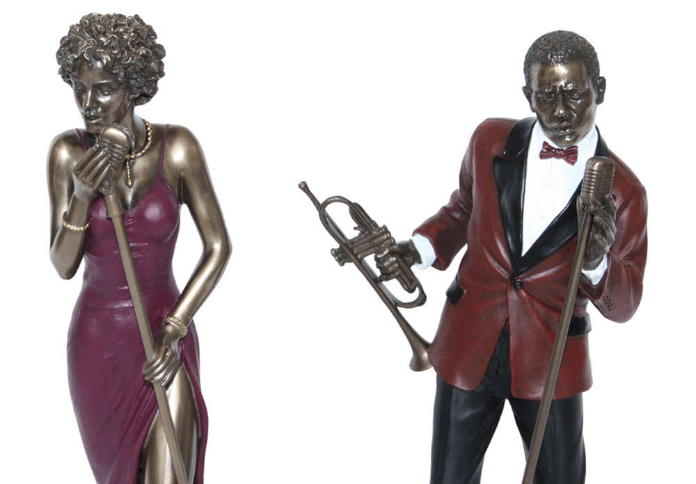 Deko Figuren Jazz Musiker Sänger und Sängerin H 29-30 cm Dekofigur Jazz Band Musiker