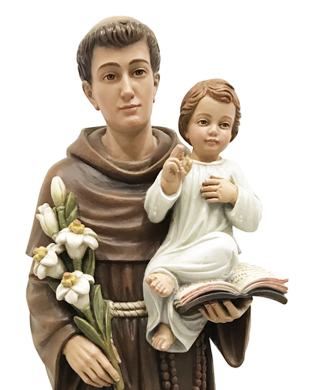 Heiligenfigur Heiliger Antonius von Padua H 20 cm Holzfigur Schutzpatron Statue aus Ahornholz