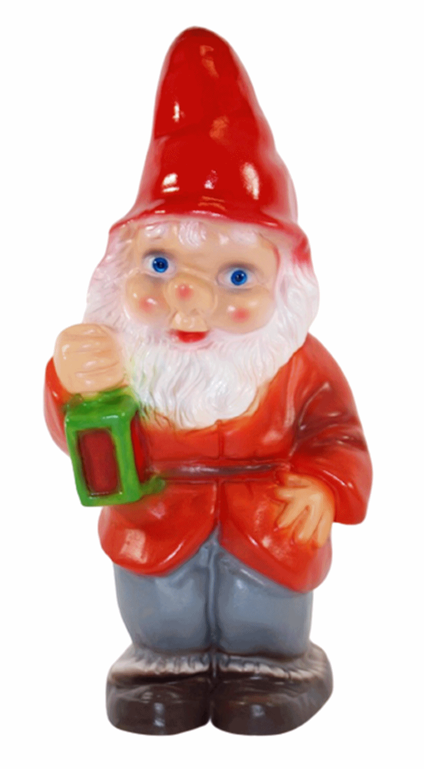 Gartenzwerg Deko Garten Figur Zwerg mit Laterne stehend aus Kunststoff Höhe 33 cm