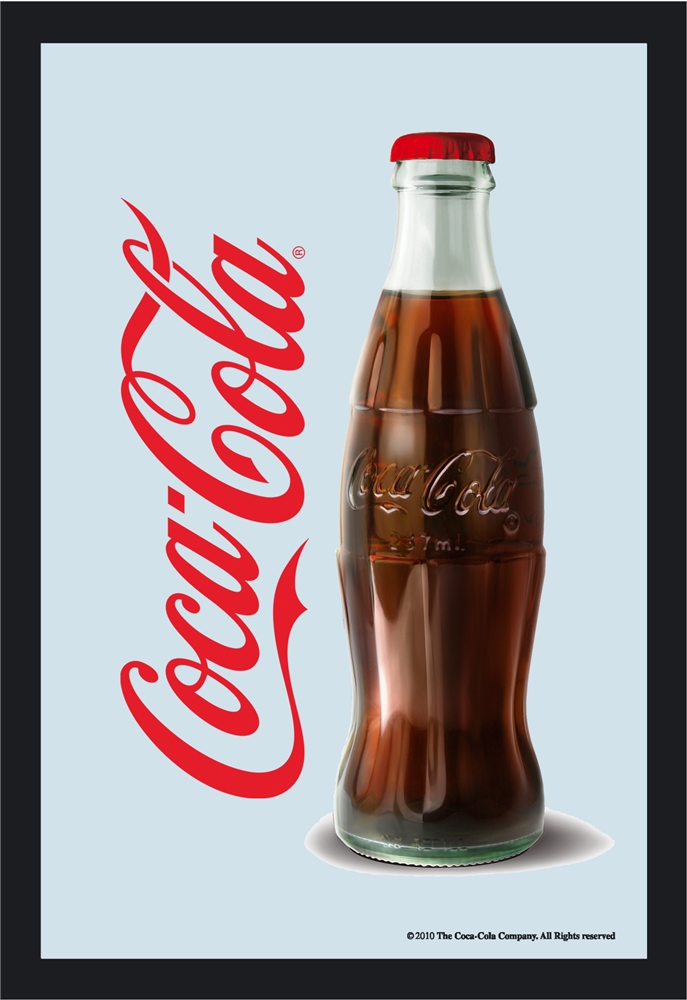Set: 2 Spiegelbilder Coca Cola Retro Dose & Flasche 30x20 cm Wandbilder Hinterglasdruck mit Rahmen