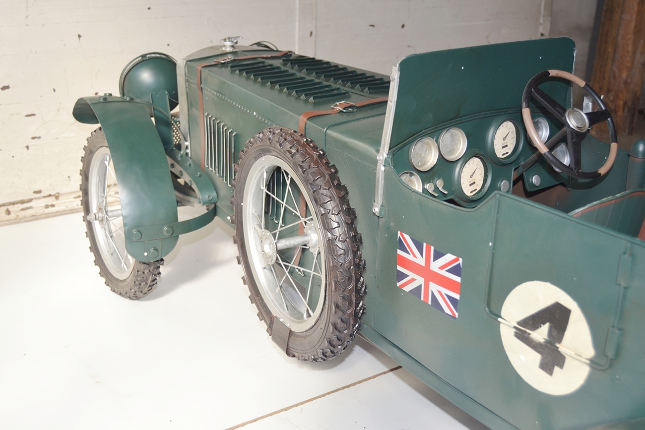 Blechauto Nostalgie Modellauto Oldtimer Automarke Bentley Blower Roadster Modell aus Blech L 140 cm