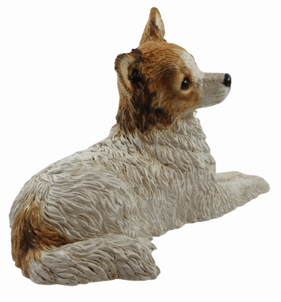 Deko Figur Papillon Welpe Hundefigur liegend Kollektion Castagna aus Resin Höhe 21 cm