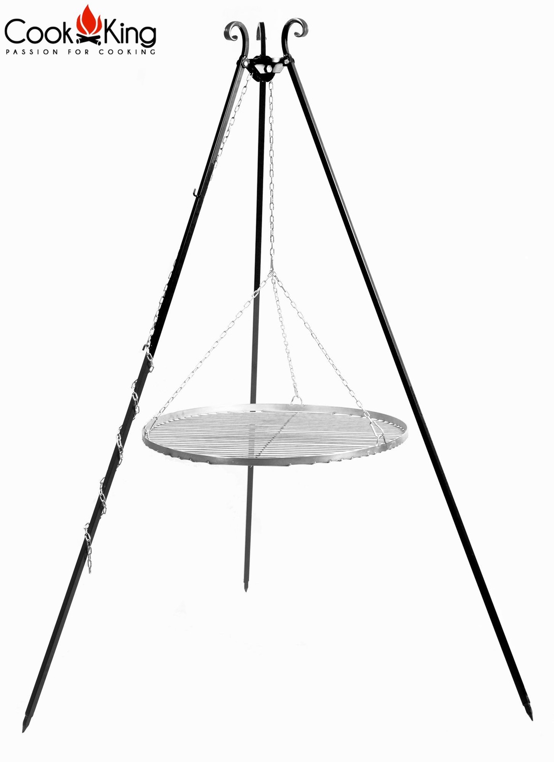 Schwenkgrill H 180 cm mit Grillrost Ø 70 cm aus Edelstahl Dreibein Grill Tripod Grillständer