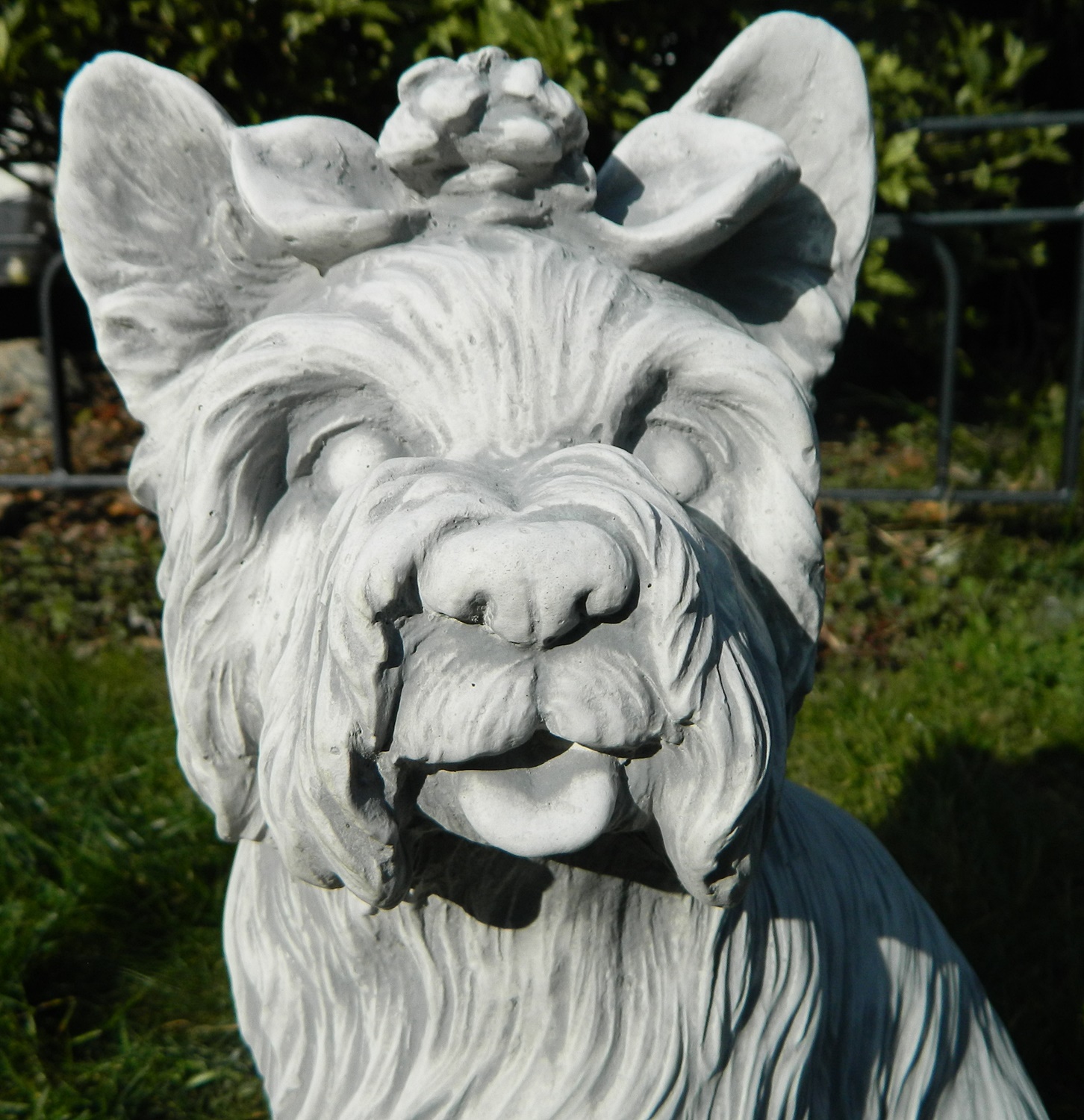 Beton Figur Yorkshire Terrier Hundefigur sitzend groß H 38 cm Dekofigur und Gartenfigur