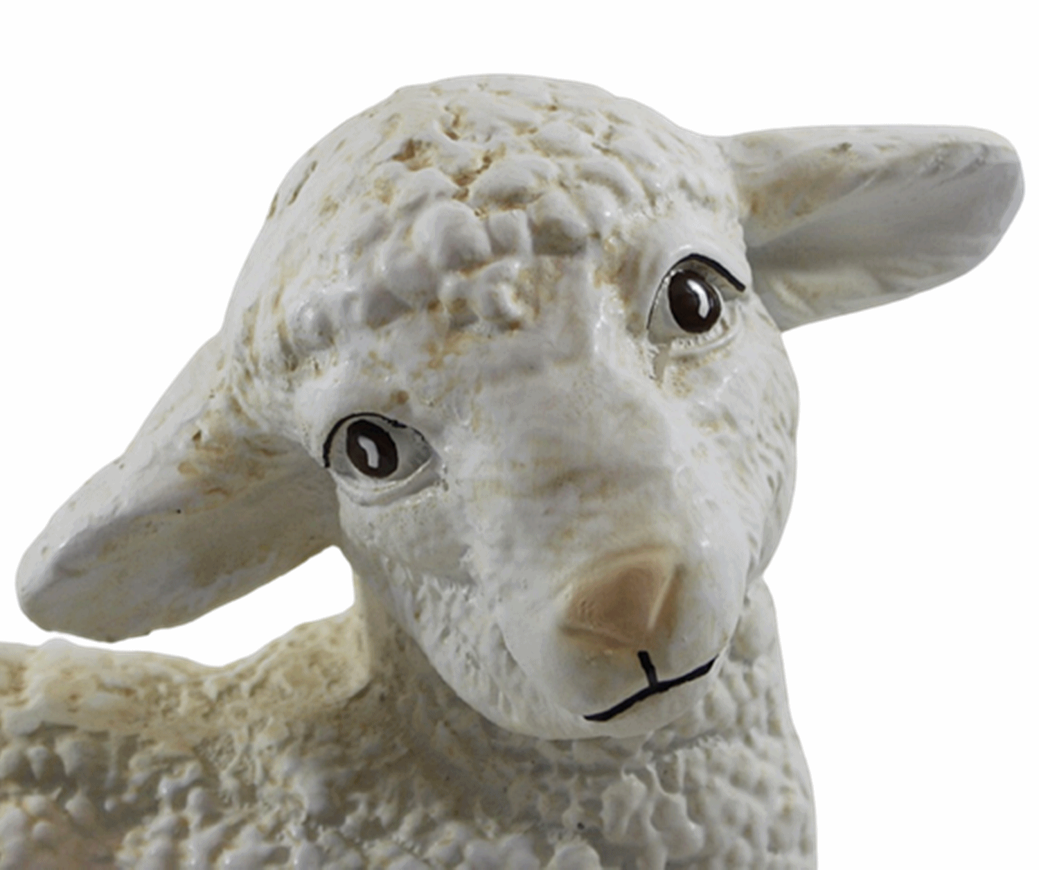 Deko Figur Lamm liegend Kopf gerade Tierfigur H 18 cm Lämmchen Gartenfigur aus Kunstharz