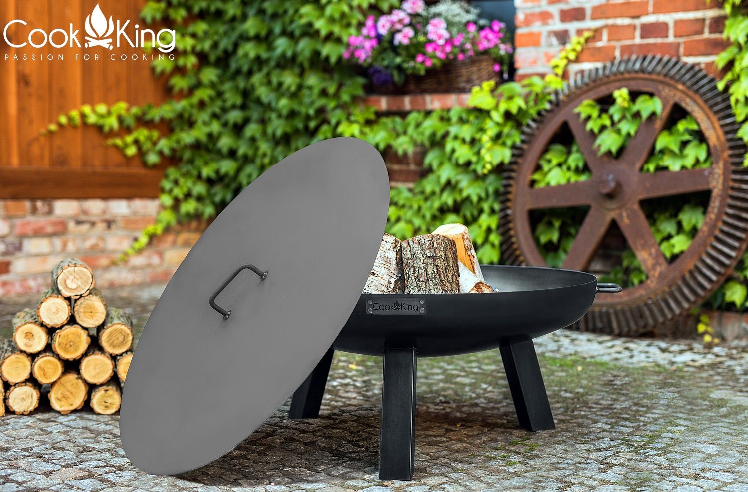 Feuerschale "Polo" Ø 80 cm Feuerstelle für Garten aus Stahl Feuerkorb als Wärmequelle oder Grill