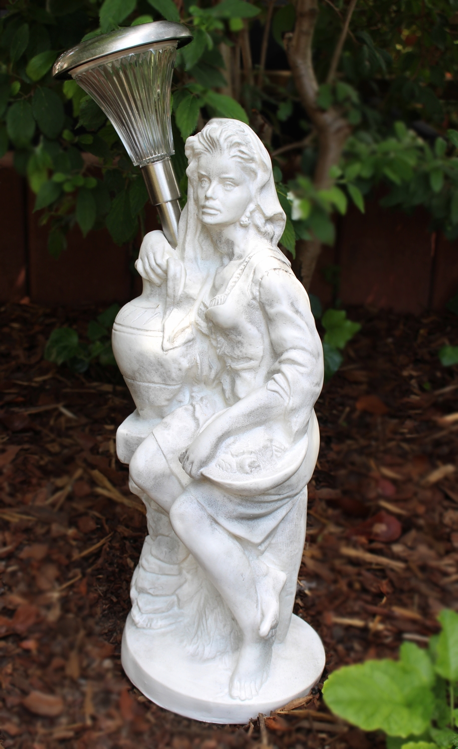 Deko Figur Statue Frau Fruttina H 50 cm LED Solar Leuchte klassische Skulptur Deko aus Kunststoff