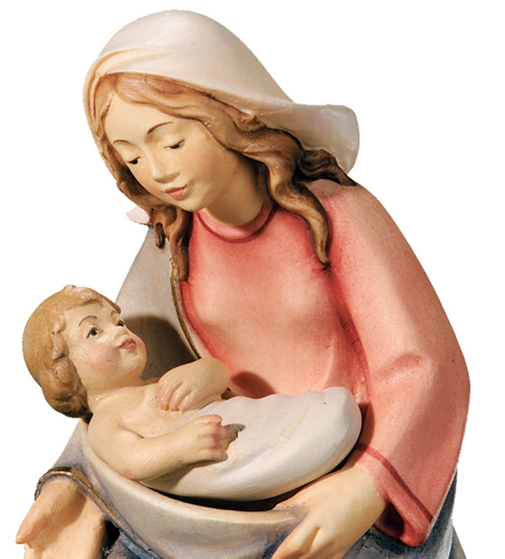 Krippenfigur Leonardo Kollektion Heilige Maria mit Jesuskind im Arm Heiligenfigur Holzfigur
