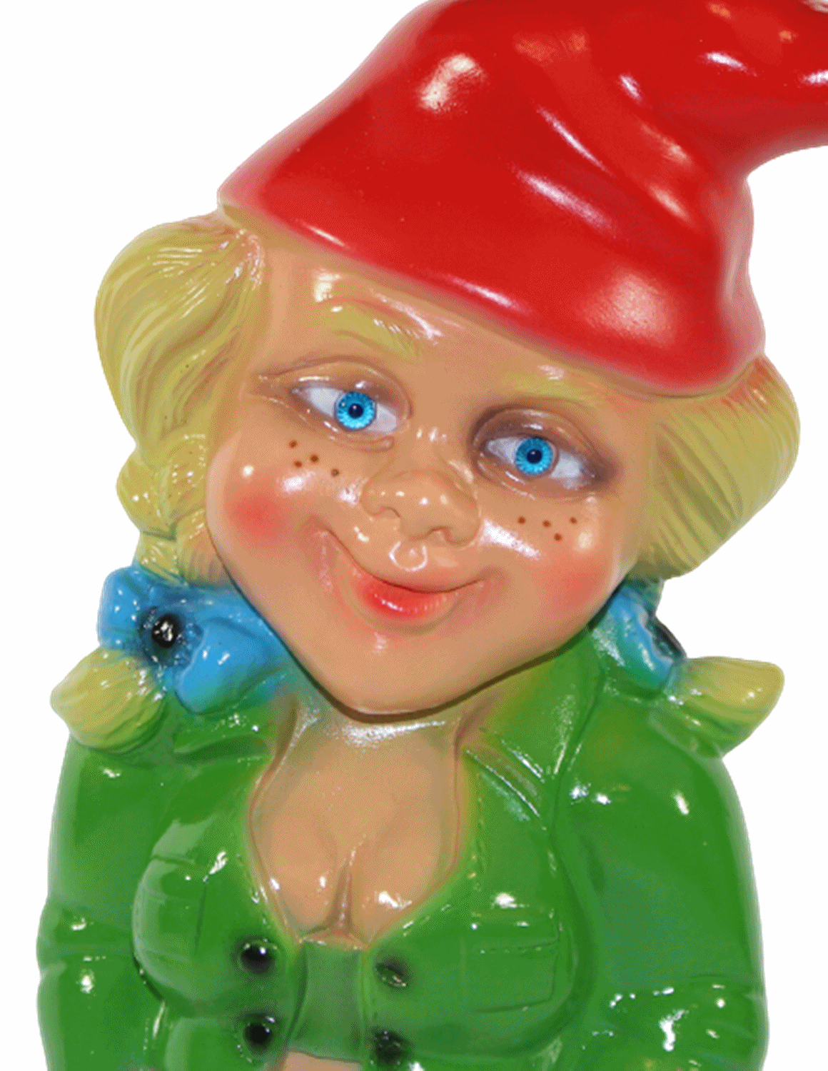 Gartenzwerg Deko Garten Figur Zwerg Zwergenfrau stehend Cool aus Kunststoff H 32 cm