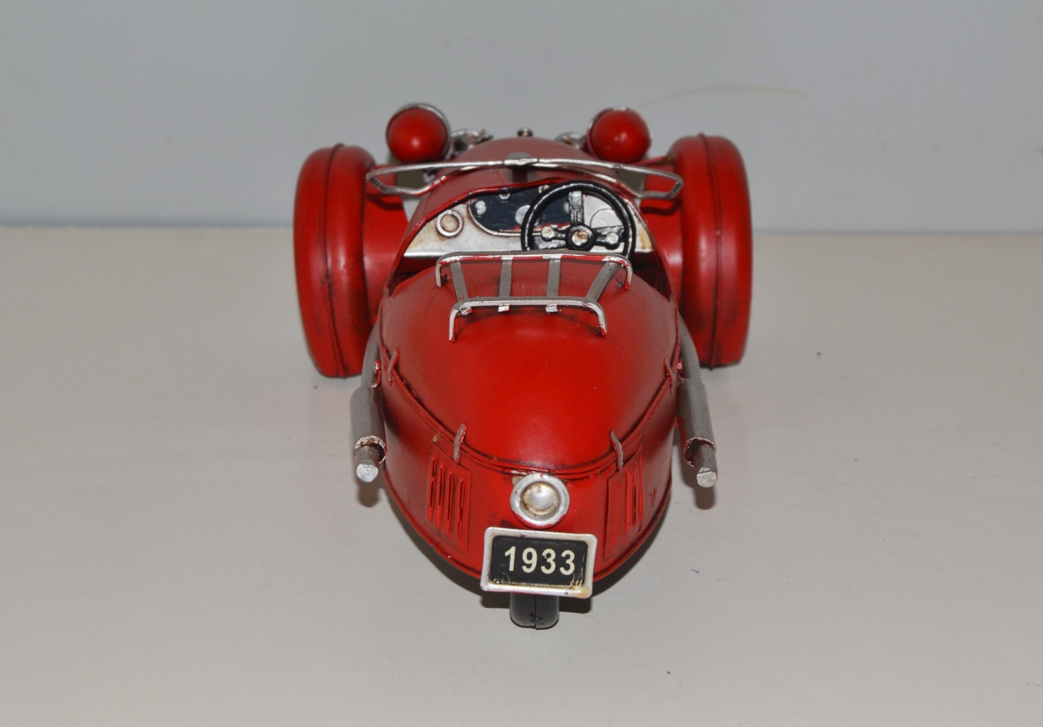 Blechauto Nostalgie Modellauto Oldtimer Automarke Morgan Threewheeler Modell 1933 aus Blech L 34 cm