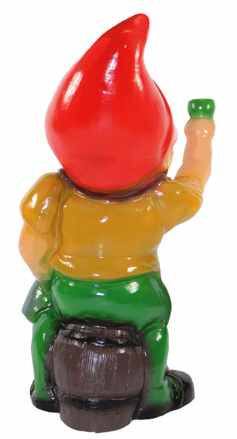 Gartenzwerg Deko Garten Figur Zwerg sitzend mit Schnecke und Weinkelch aus Kunststoff H 44 cm
