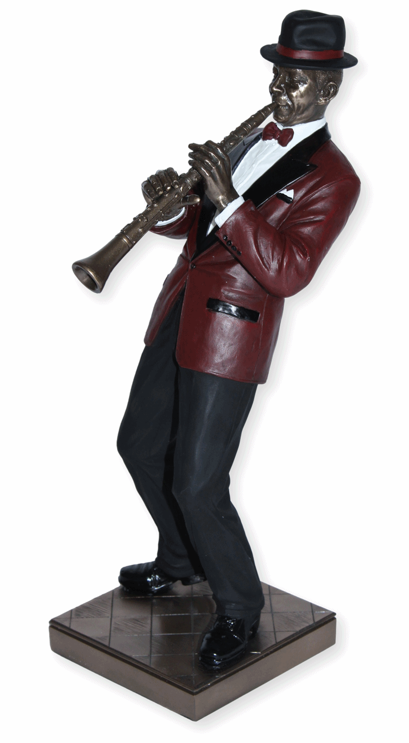 Deko Figur Jazz Musiker Klarinettisten H 30 cm Jazz Band Dekofigur mit Klarinette