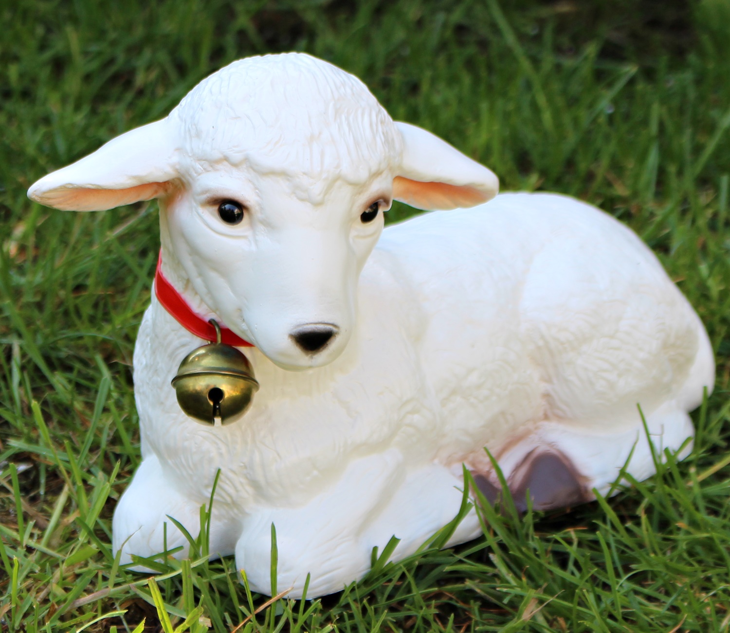 Deko Garten Figur Dekofigur Gartenfigur Tierfigur weißes Lamm Lämmlein aus Kunststoff Höhe 16 cm