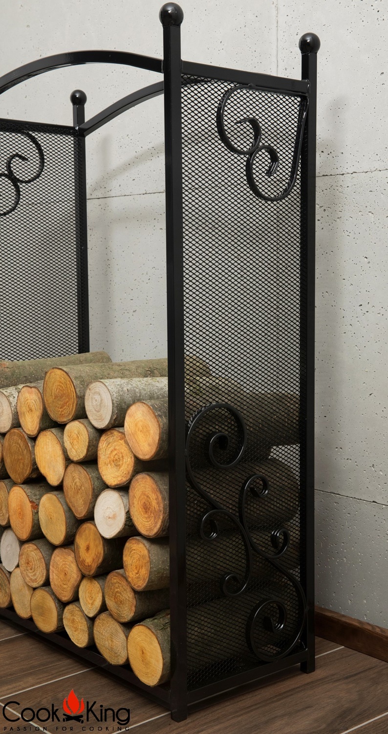 Kaminholzregal "Cherry" H 90 cm Holzregal für Kaminholz Kaminholzablage aus Stahl Kaminholzständer