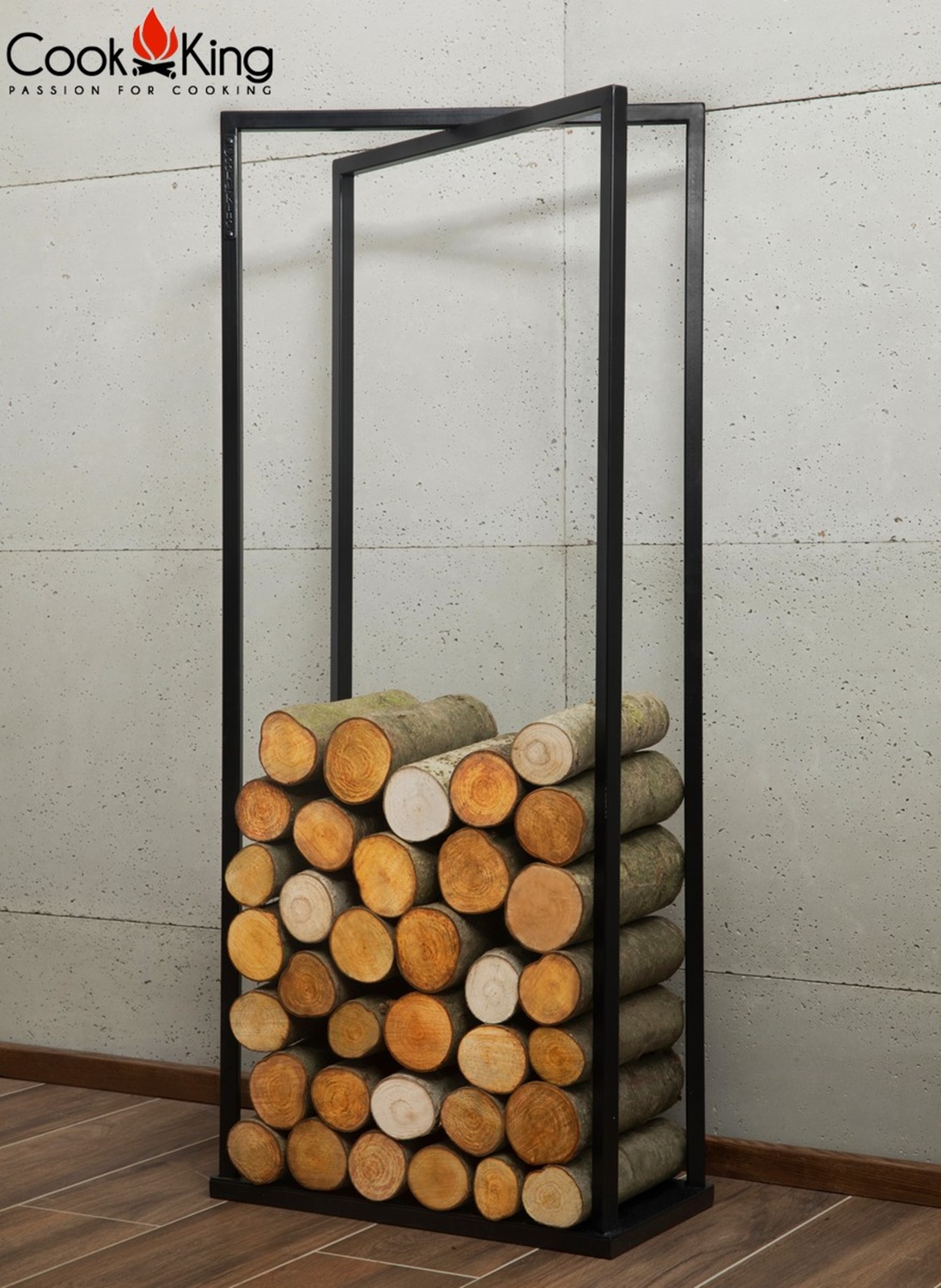 Kaminholzregal "Luis" H 120 cm Holzregal für Kaminholz Kaminholzablage aus Stahl Kaminholzständer