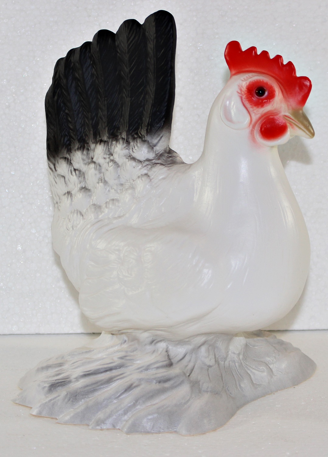 Deko Garten Figur Dekofigur Gartenfigur Tierfigur weiße Henne stehend aus Kunststoff Höhe 24 cm