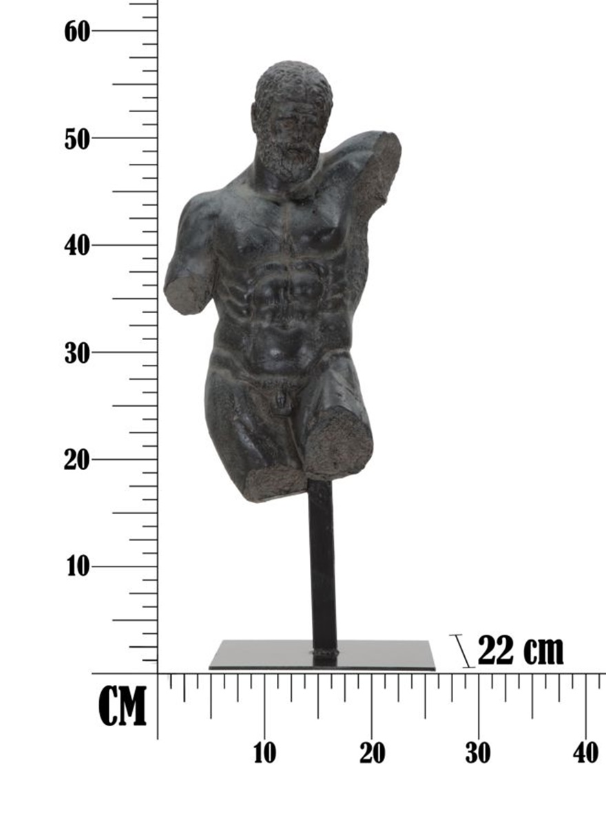 Dekofigur klassische Männerbüste Skulptur Torso ohne Arme und Beine Statue schwarz H 57,5 cm