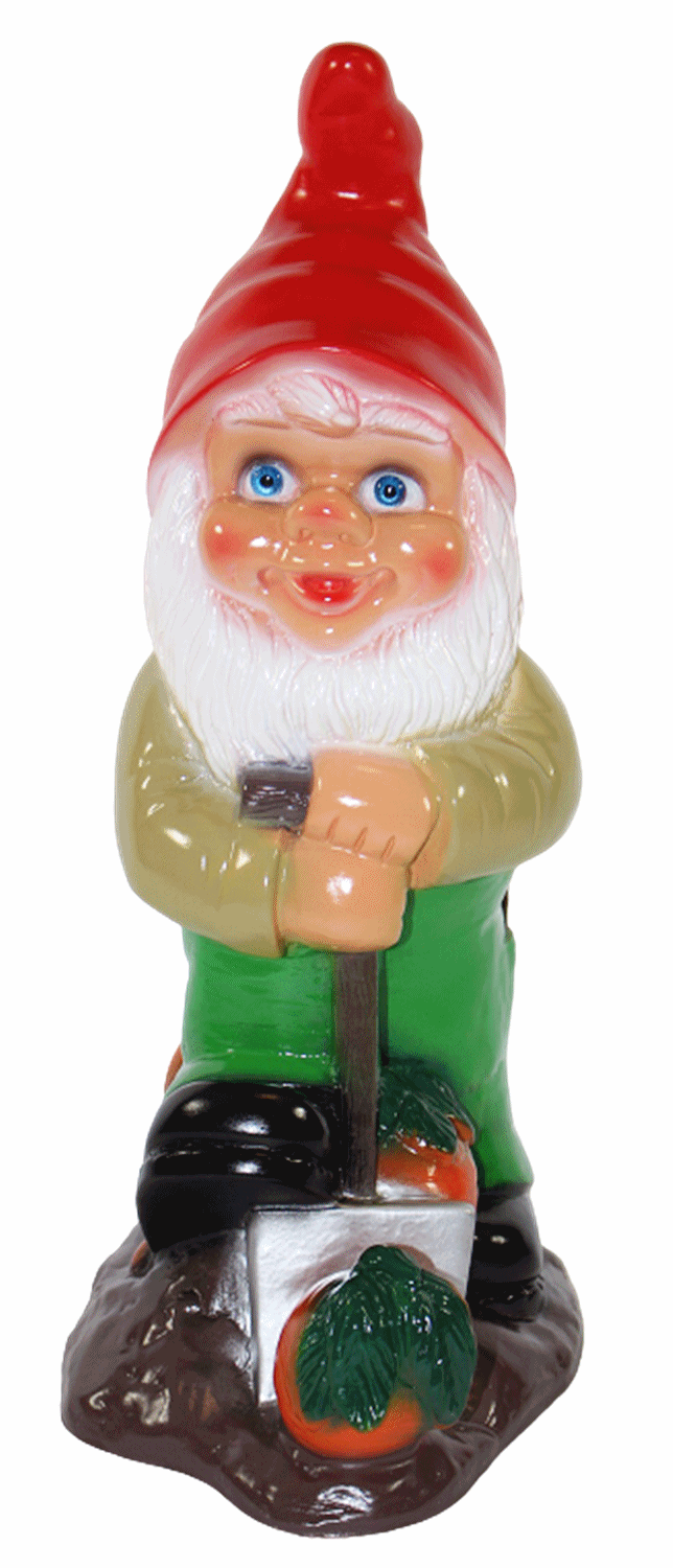 Gartenzwerg Deko Garten Figur Zwerg Rübenbauer stehend mit Spaten u. Karotten aus Kunststoff H 35 cm