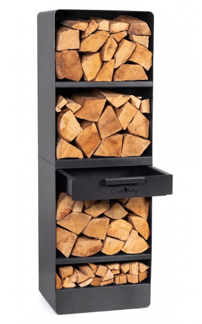 Kaminholzregal "Vento" H 120 cm Holzregal für Kaminholz Kaminholzablage aus Stahl Kaminholzständer