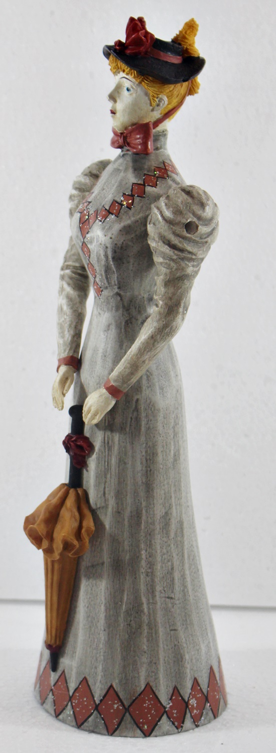 Modefigur Beauty Figur Deko Modepuppe Nostalgiefigur Dame weißes Kleid mit Schirm aus Resin H 30 cm