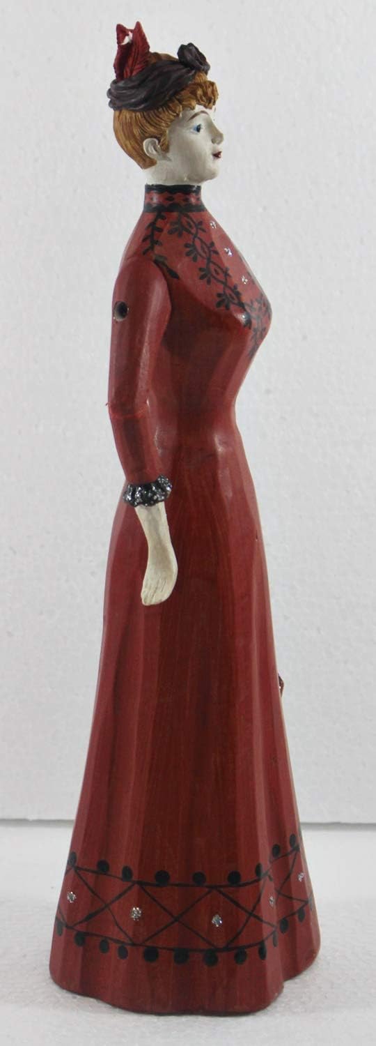 Modefigur Beauty Figur Deko Modepuppe Nostalgiefigur Dame rotes Kleid mit Schirm aus Resin H 30 cm-