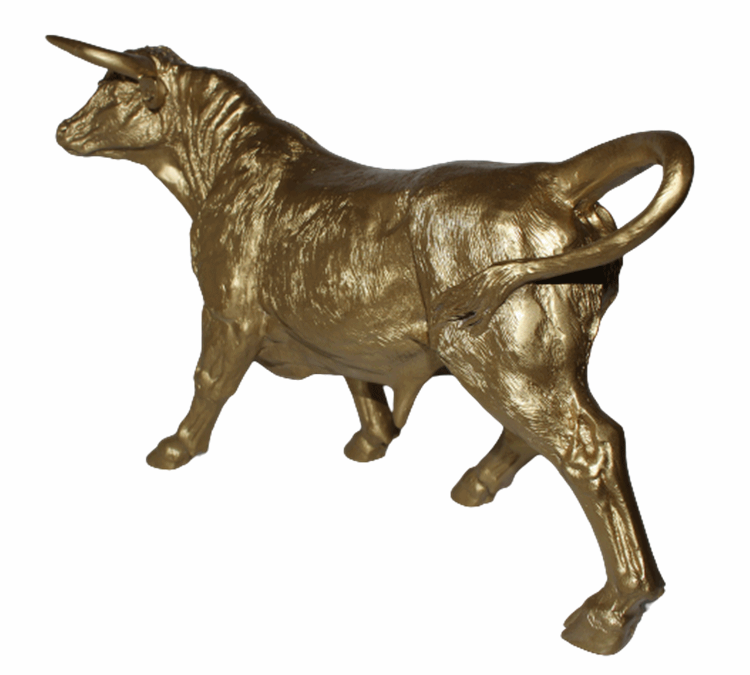 Dekofigur goldener Stier stehend H 27 cm Tierfigur Bulle aus Kunstharz Deko Figur Skulptur
