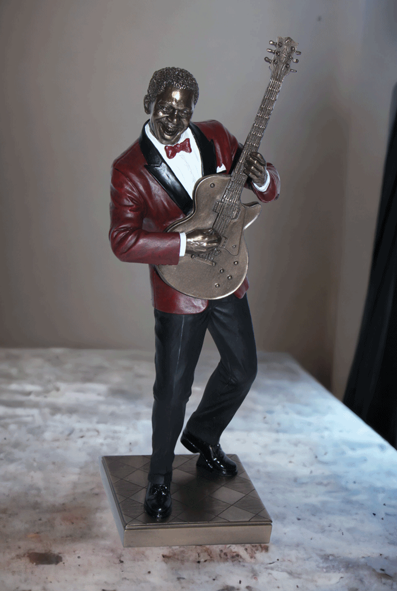 Deko Figur Jazz Musiker Figur Gitarrist H 32 cm Jazz Band Skulptur Dekofigur mit Gitarre