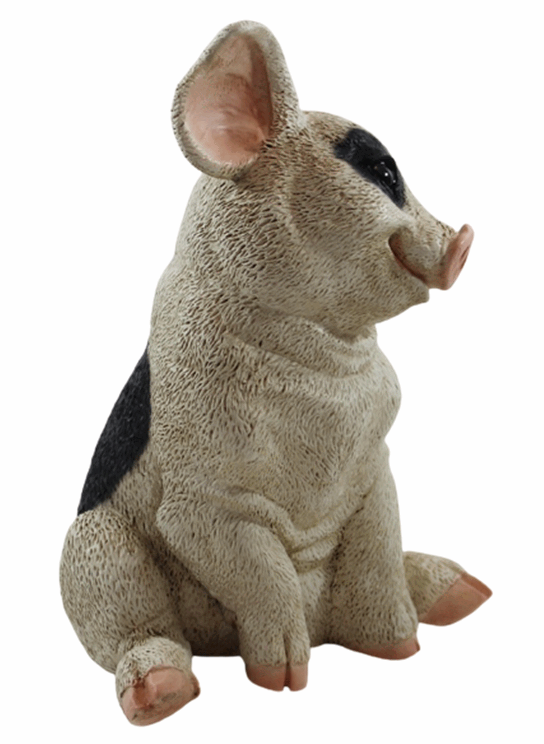Figur Schwein Ferkel sitzend nach unten schauend gefleckt Kollektion Castagna aus Resin H 22 cm
