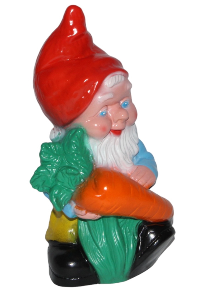 Gartenzwerg Figur Zwerg mit Karotte H 26 cm stehend Gartenfigur aus Kunststoff