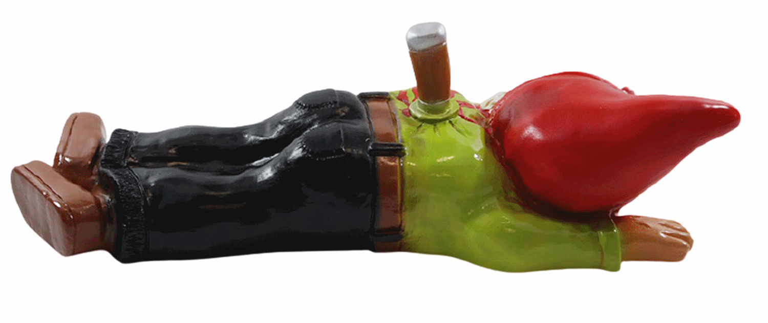 Gartenzwerg Deko Garten Figur Zwerg erstochen mit Messer im Rücken liegend aus Kunststoff L 41 cm