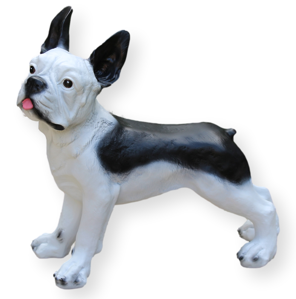 Dekofigur Französische Bulldogge Hund Deko Figur H 32 cm Kunstharz Tierfigur stehend Garten Figur