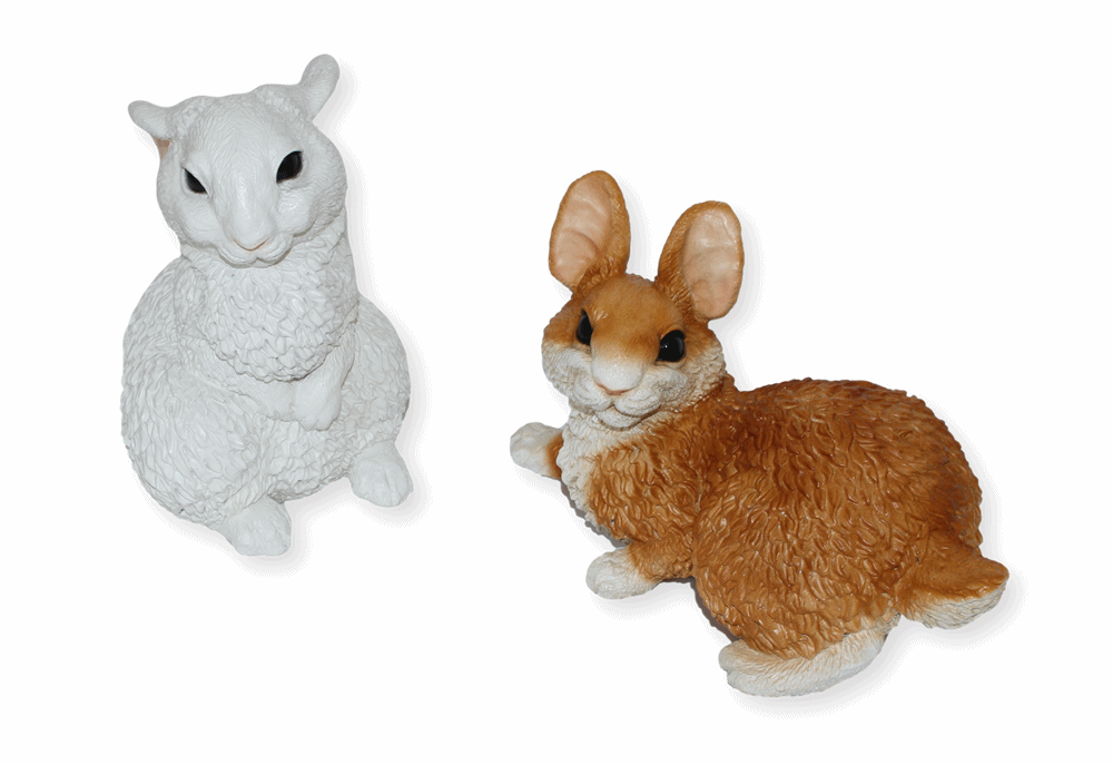 Deko Figur Hasen sitzend und liegend Kollektion Castagna aus Resin/ Kunststein H 16-19 cm Tierfigur