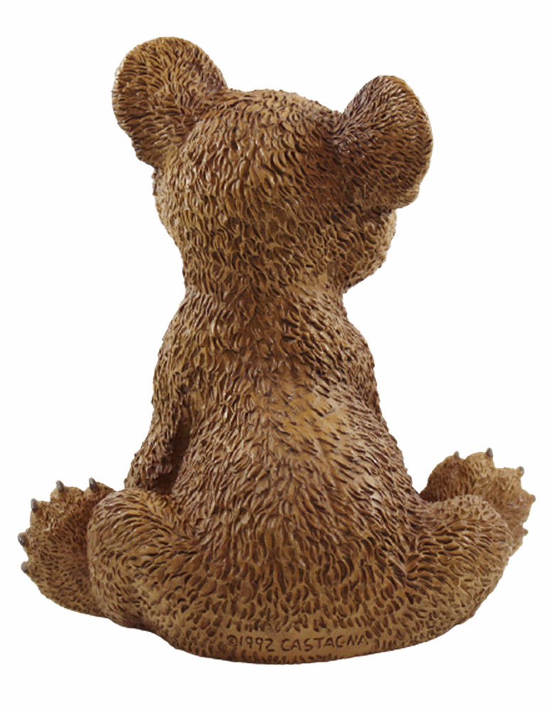 Dekofigur Tierfigur Bärfigur junger Bär sitzend Kollektion Castagna Sammlerfigur aus Resin H 22 cm
