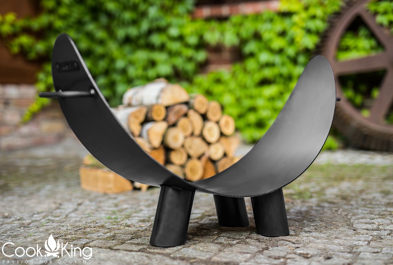 Kaminholzregal "Mila" Breite 80cm Holzregal für Kaminholz Kaminholzablage aus Stahl Holzkorb