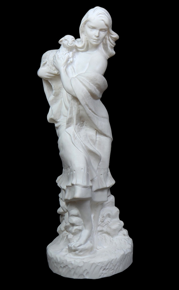Deko Figur Statue junge Frau Pastora stehend H 40 cm klasische Skulptur Gartenfigur aus Kunststoff