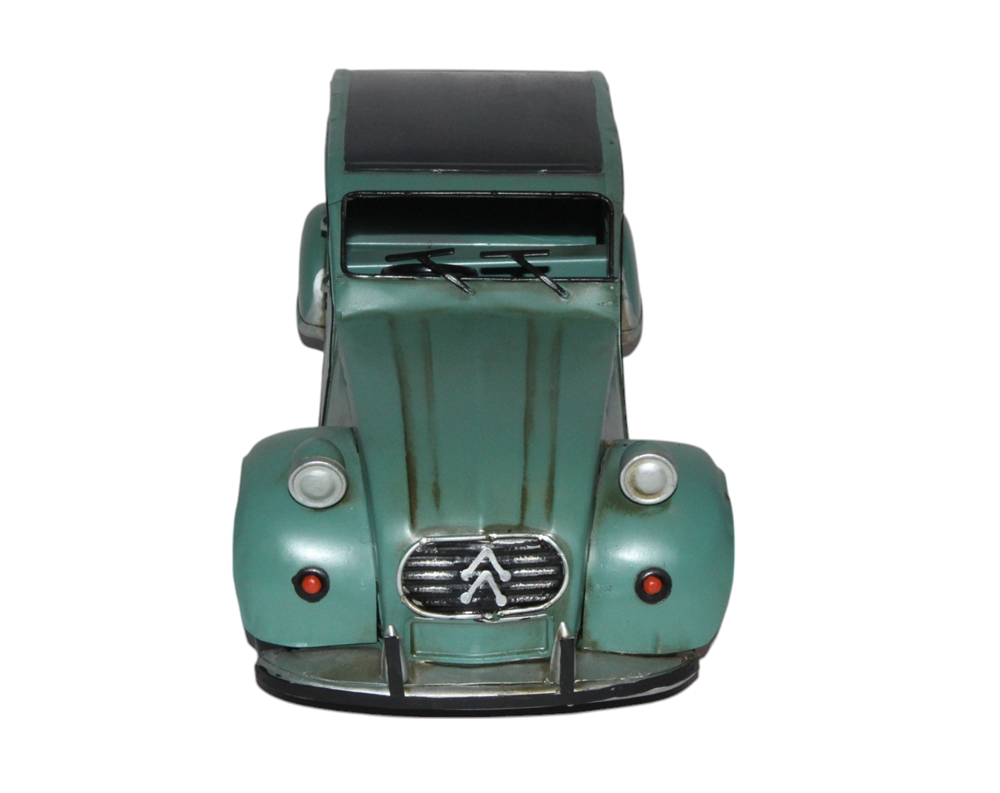 Blechauto Nostalgie Modellauto Oldtimer Citroen 2CV Ente in grün aus Blech L 33 cm
