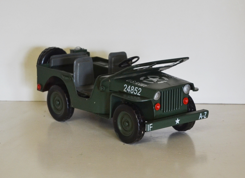 Blechauto Nostalgie Modellauto Oldtimer Automarke Jeep Willys Modell aus Blech L 28 cm