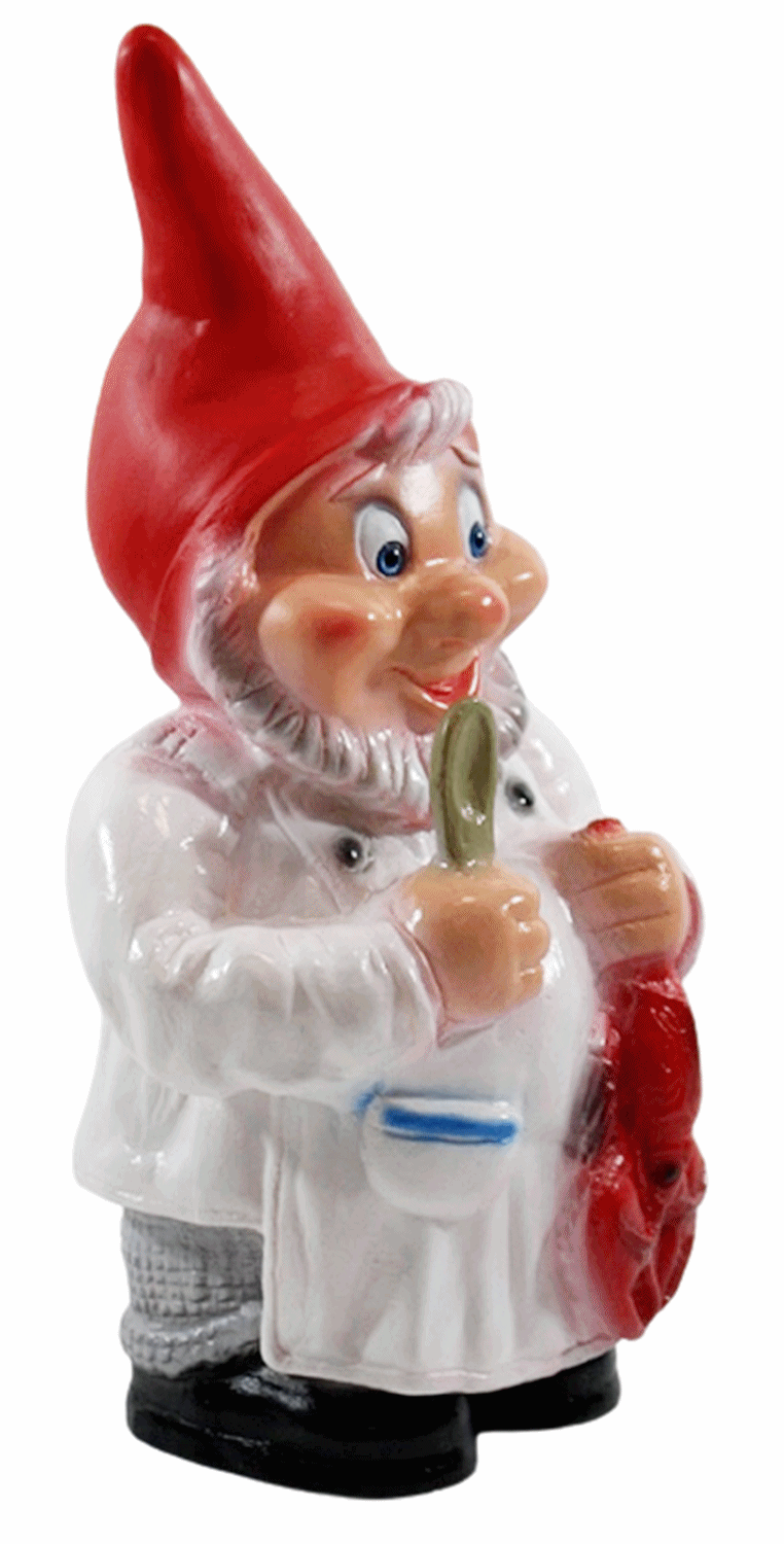 Deko Figur Zwerg H 30 cm Gartenzwerg Koch mit Hummer Gartenfigur stehend aus Kunststoff
