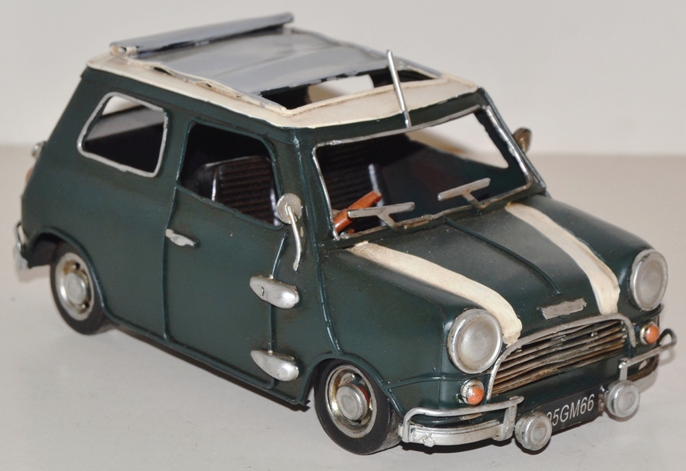 Blechauto Nostalgie Modellauto Oldtimer Mini Cooper 1960er Jahre aus Blech L 21 cm