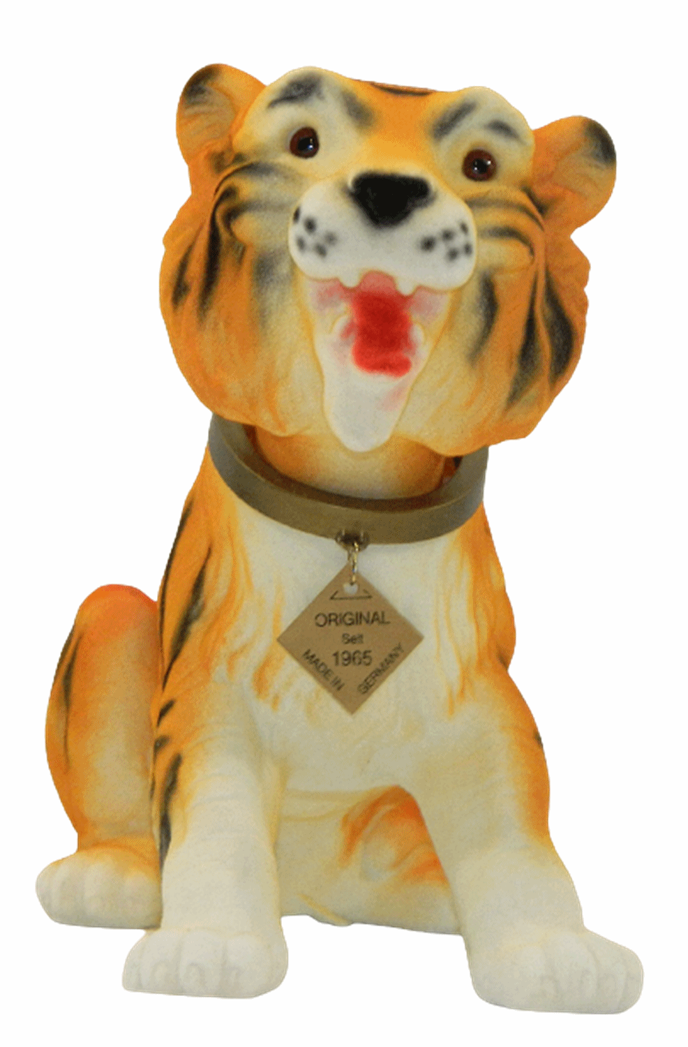 Wackel Tier Figur Tiger groß Wackelfigur H 21 cm sitzend Dekofigur mit Wackelkopf